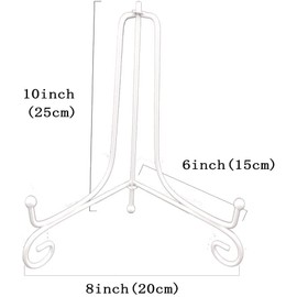 Tincogo (2 Pack) White Metal Plate Stand Plate Holder Iron Easel Display Stand Decorative Plate for Bowl Plate Art Photo Picture Frame 10 Inch