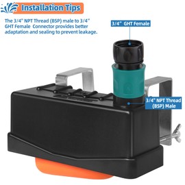 Water Trough Float Valve for Stock Tank,Water Tank Float Valve Level Control for Pond Farm Livestock Cattle Goat Horse Swimming Pool, Autofill Livestock Waterer with Hose Connector