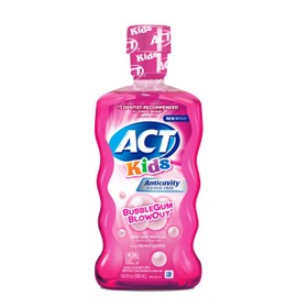 ACT Kids Anticavity Fluoride Mouthwash, Bubble Gum Blow Out , 18-Ounce Bottles (Pack of 4)