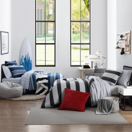 Nautica- Twin XL Comforter Set, Cotton Reversible Bedding Set, Dorm Room Essentials (Lakeview Blue, Twin XL)