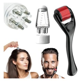 Dermaroller Aqua Aesthetics para Barba Cabello Microneedling 0.5mm Titanio