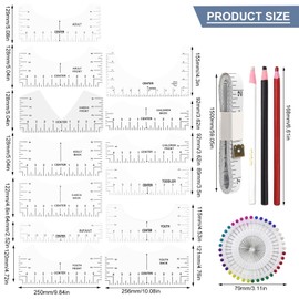 T-Shirt Alignment Ruler 18 Pieces T-Shirt Ruler Alignment Ruler T-Shirt Ruler Guide T-Shirt DIY Stencil Ruler Transparent for Adults, Youth and Children