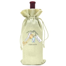 Key Theme Housewarming Gifts-Unique New House New Home Gifts-Bless Gift for New Houseowner-Realtor Gift for Clients-Birthday Christmas Gifts-Moving Away Gifts-Wine Bag-Congratulations New Home Gift