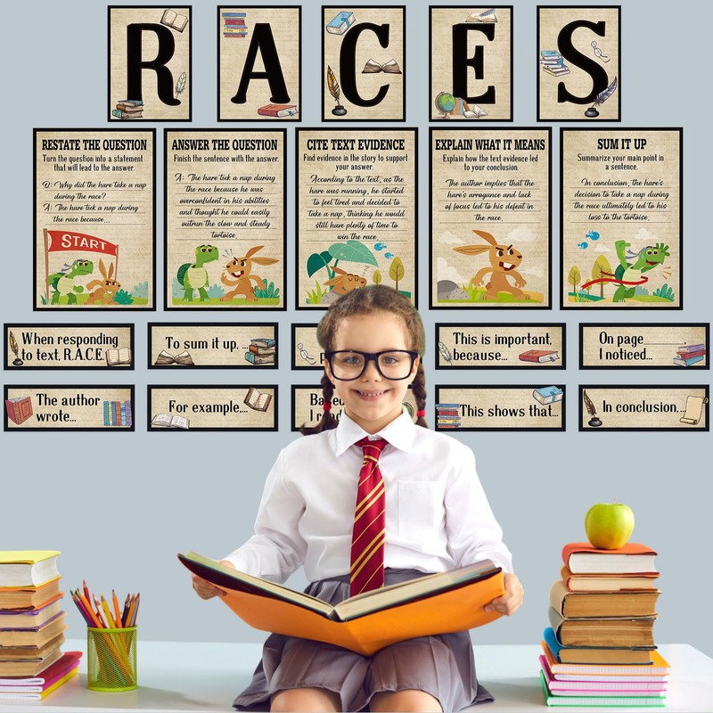 Outus 36 Pcs Races Writing Strategy Bulletin Board Poster Set