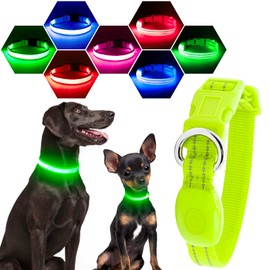 Visinite Light Up Dog Collars for Small Dogs,LED Dog Collar Light Rechargeable,Fully Adjustable Lighted Dog Collar,Glow in The Dark Dog Collars with Dog Lights for Night Walking,Green