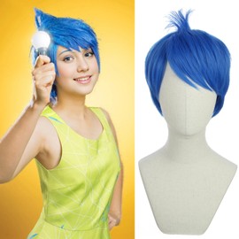 PATTNIUM Short Blue Wig Kids Children Blue Bob Wig Short Layered Wig Girls Synthetic Cosplay Costume Party Wig