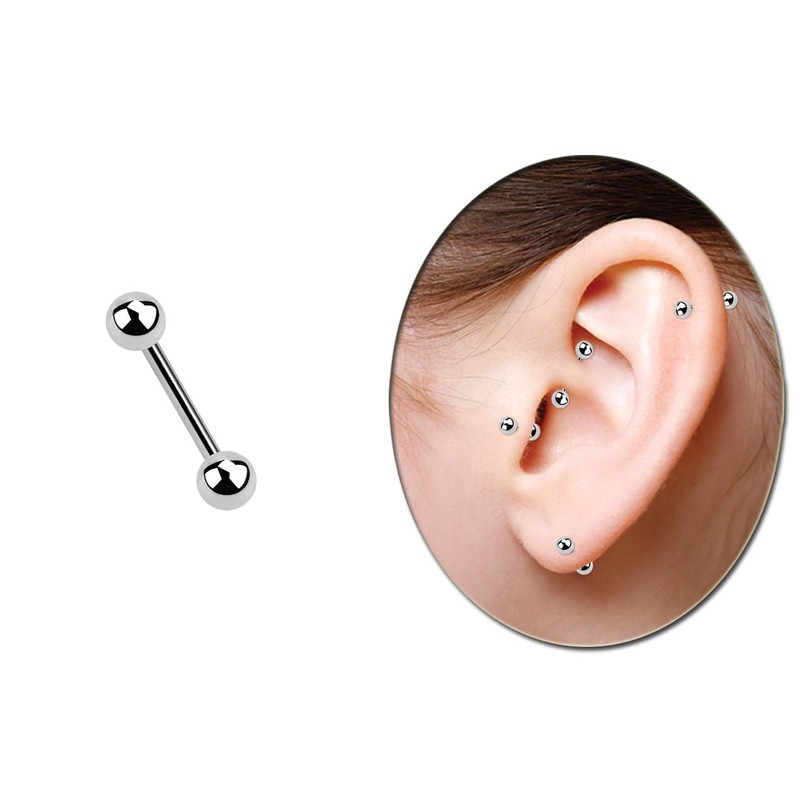 Titanium Piercing Bar 1.6 mm Thickness with 2 Titanium Balls,