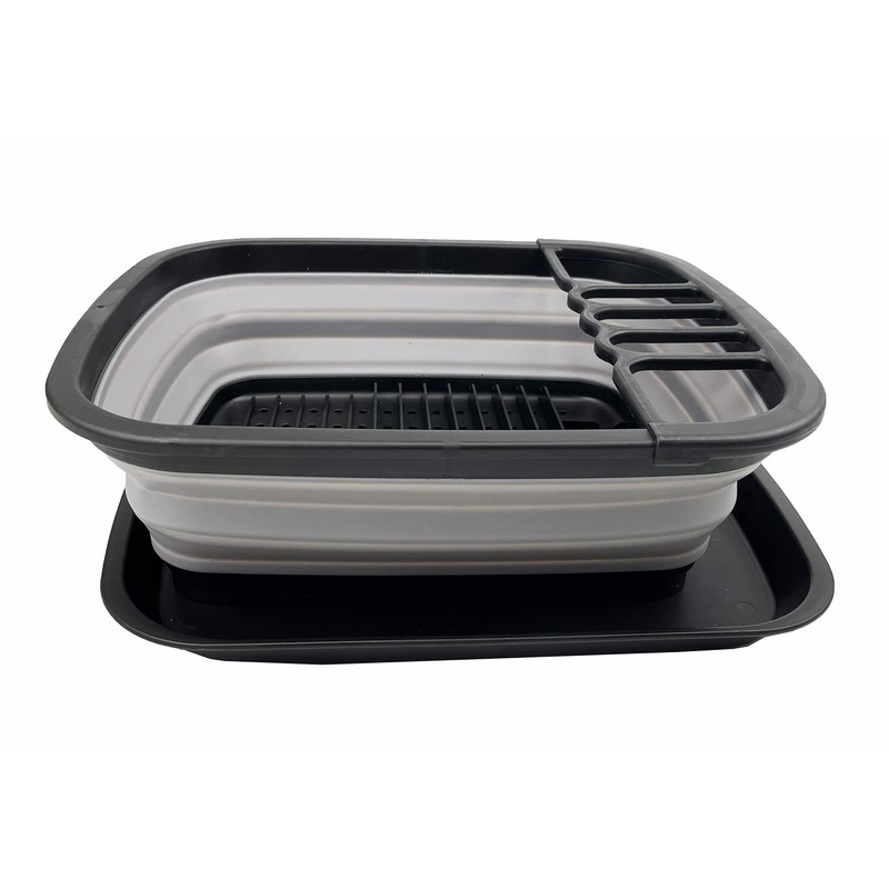 SAMMART 8L Collapsible Plastic Dish Drainer with Draining Board -