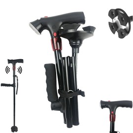 CaneHero Walking Cane, Cane Hero Walking Stick for Men & Women Smart Cane with LED Light & Emergency Alarm, Adjustable, Foldable, Lightweight with Non-Slip Base for Seniors, Support & Safety (1)