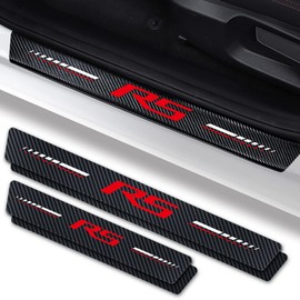 Annloysky 4Pcs Door Sill Plate Protectors Compatible with Chevy Camaro RS Car Accessories, Carbon Fiber Leather Door Sill Stickers for Camaro RS Auto Accessories