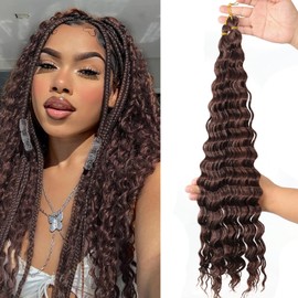 CTRLALT 2 Pack #6A Ocean Wave Crochet Hair Brown Braiding Hair 16 Inch for French Curl Crochet Braids Bohemian Goddess Box Braids Crochet Hair (16inch, 2pack, #6A)