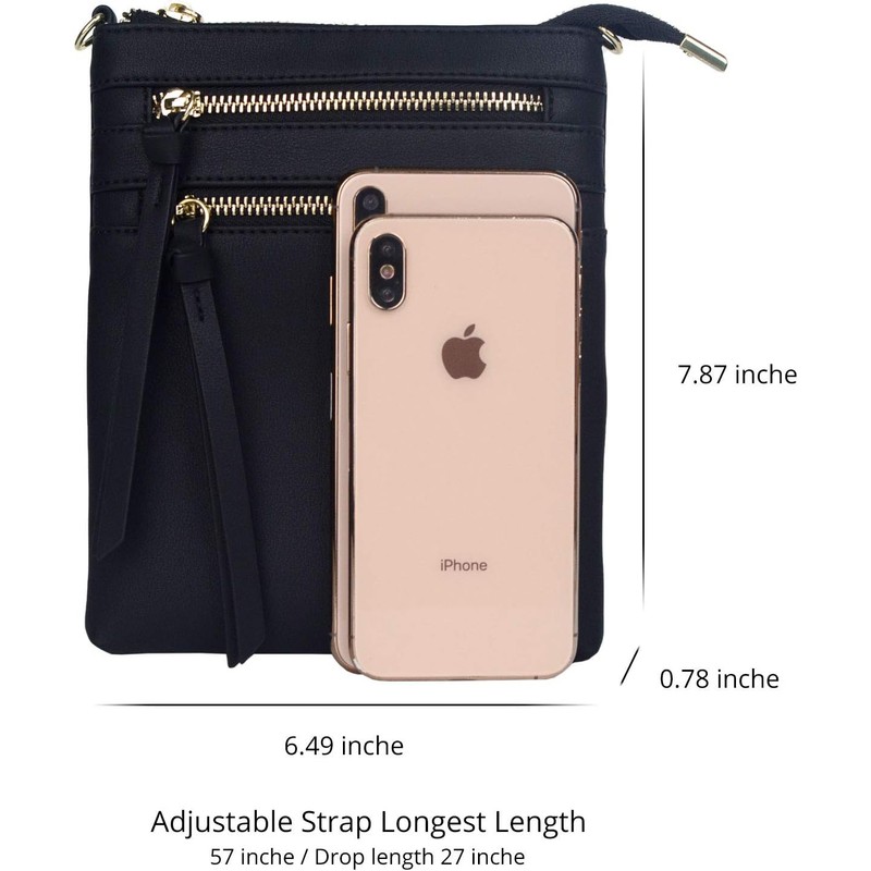 Bveyzi Women's Small Crossbody Purse Multi-Pocket Lightweight Crossover Travel Bag
