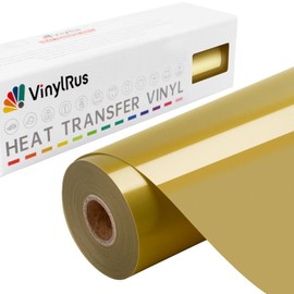 VinylRus Heat Transfer Vinyl-12” x 50ft Gold Iron on Vinyl Roll for Shirts, HTV Vinyl for Silhouette Cameo, Cricut, Easy to Cut & Weed