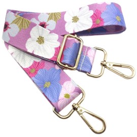 Adjustable Shoulder Strap Bag Pink Flowers Bag Straps for Changing, Bag Strap Wide with Carabiner Gold, 80-130 cm Carry Strap Bag for Women's Shoulder Bags, Modern Handbag, 3.8 cm, 602, 602