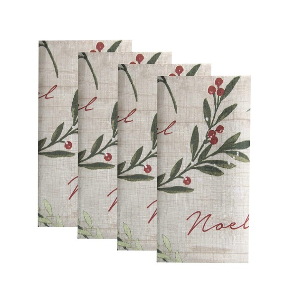 Elrene Home Fashions Holiday Tree Trimmings Cloth Napkin Set of 4, 17" x 17", Multi