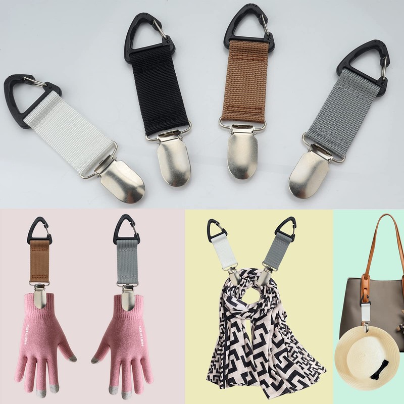 Roellgs 4 Piece Scarf and Hat Clip Travel, Multifunctional Clip|Hat