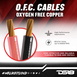 DS18 PW-OFC8GA-5BK/20RD 8-GA 25ft OFC Ultra Flex Power Wire OFC 8 Gauge, 5ft-Black and 20ft-Red - Power Amplifier Wiring Kit