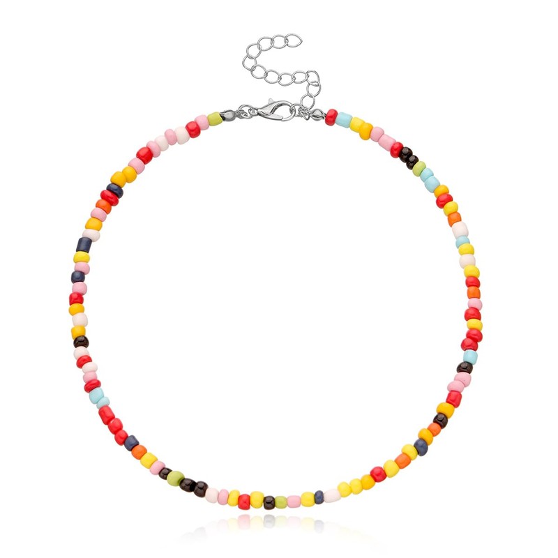 10PC Colorful Beads Choker Necklace for Women Boho Beaded Glamour