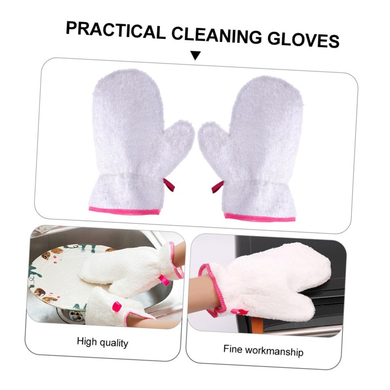LALAFINA Fiber Material Non-Slip Kitchen Cleaning Gloves Lanyard White Cotton