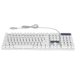Gaming Keyboard USB Round 104 Keys Breathing Backlit Ergonomic Waterproof Wired Keyboard for Desktop Laptop PC Punk White