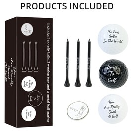 CRESTGOLF Golf Gifts for Men, Novelty Golf Gift Golf Accessories for Men Include (3 Golf Balls+3 Golf Tees+1 Ball Marker) Funny Gifts for Men