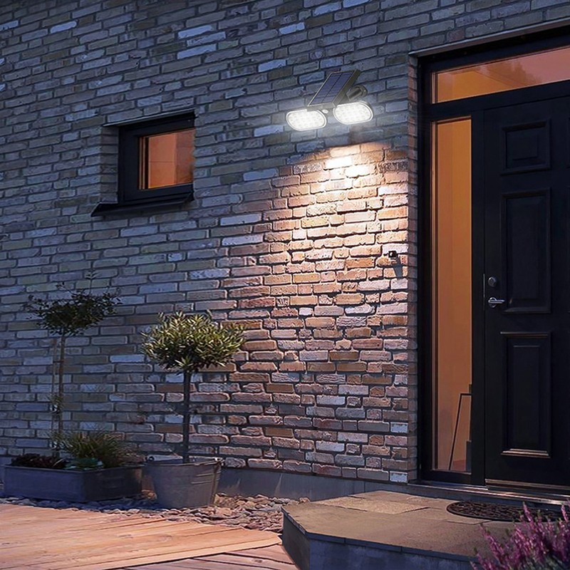 Solar Motion Sensor Wall Light 2 Heads IP65 Waterproof High
