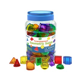 Sharplace 60Pcs Geometric Solids Shape Blocks 3D Shapes Colorful Educational Toy Translucent Pattern Blocks Montessori Toy for Travel
