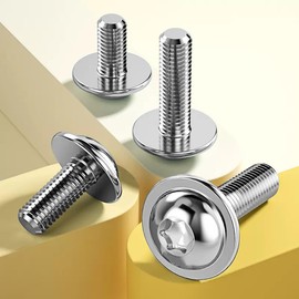 Drenky Pack of 20 M5 x 12 mm Flat Head Screws with Flange, Torx ISO 7380-2 Pan Head Screws Flange Screws Rustproof Stainless Steel Threaded Screws Full Thread with Washer