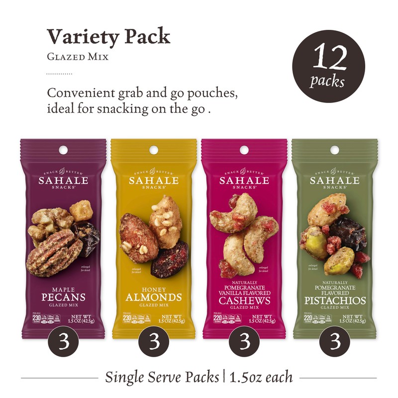 Sahale Snacks Glazed Mix Nut Blend Variety Pack, 1.5 Oz