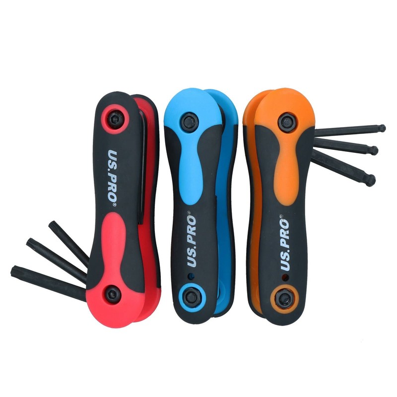 AB Tools 3pc Folding Ball Ended Allen Hex Star Torx