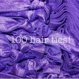 100pc No Crease Knotted Hair Ties - Solid Color Packs (Purple)