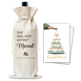 Wedding Wine Gifts Bag, Gifts For Wedding Engagement Marriage Bride Shower Reusable Wine Bag With Card, Champagne Gifts Bag, Gifts For Newly Engaged Couples Bride Groom Women Men Friends-24