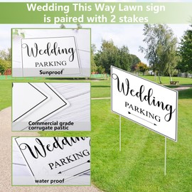 3 Pcs Double Sided Wedding Directional Signs 14.37 x 11.22 inch