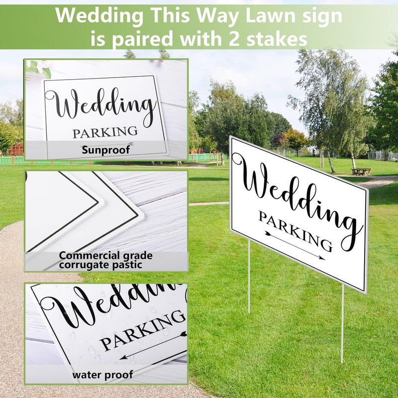 3 Pcs Double Sided Wedding Directional Signs 14.37 x 11.22