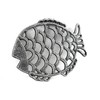 Antique Silver Cast Iron Big Fish Trivet 8" - Sea