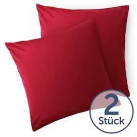 Blumtal Set of 2 Cushion Covers, 50 x 50 cm, with Zip, Pillow Case Made of Soft Brushed Microfibre Fabric, Oeko-Tex® Certified, Red