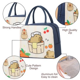 FOSDICK Capybara Lunch Bag, Cute Mini Cool Bag Children, Capybara Lunch Bag, Small Lunch Bag for Work, School, Picnic, Lunch Bag Gifts for Girls, 23 x 19 x 13 cm, Pack of 2