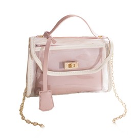 Mies' PVC Skeleton Shoulder Bag, Handbag, Transparent, Clear, Mini Bag, Stylish, Women's Bag, Jelly Bag, Pouch, Pink