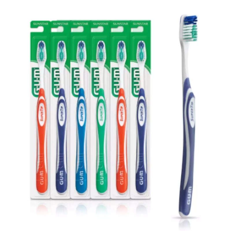 GUM 460P GUM SuperTip Soft Bristles Toothbrushes, Ergonomic, Full Size