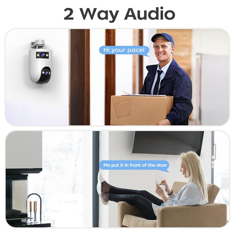 JOOAN Surveillance Camera, Outdoor, Dual Lens, 360° Omnidirectional Surveillance, Supports