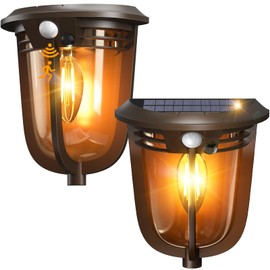 Quntis 2 Paquetes Luces Solares de Pared para Exteriores con Sensor de Movimiento, Luz LED de Decorativos Exteriores del Aplique Solar Impermeable, iluminación para Jardín, Patio, Garaje, Porche, Casa