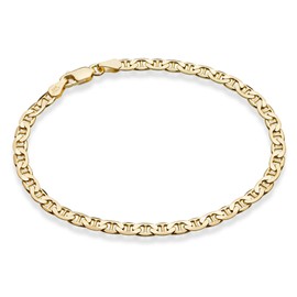 Miabella 18K Gold Over Sterling Silver Italian 3mm, 4mm Solid Diamond-Cut Mariner Link Chain Bracelet for Men Women, Made in Italy (4mm - Length 7 Inches (Small))