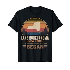 Vintage Lake Ronkonkoma New York Hometown My Story Began T-Shirt