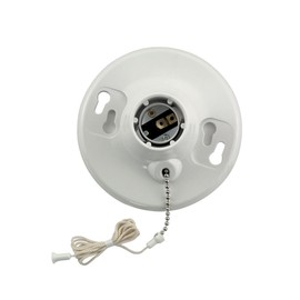 Leviton One-Piece Urea Outlet Box Mount, Incandescent Lampholder, Pull Chain, 8827-CW1, White