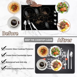 Stove Top Cover for Electric Stove,Black Love Cooking Extra Thick Rubber Stovetop Protector Mat, Heat Resistant Glass Cooktop Oven Cover 28.5'' x 20.5''