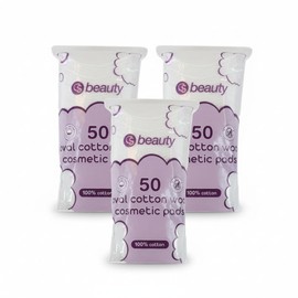 50 Oval Cotton Wool Cosmetic Pads, 100% Cotton - Face - Manicure - Makeup Removal - Nails (3)
