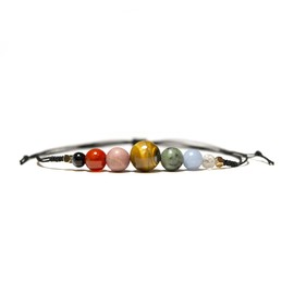 Chakra Bracelet, 7 Natural Stone Healing Beads, Adjustable size for Women and Men