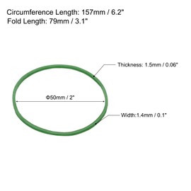 sourcing map 100 Pack Rubber Band Stretchable Rubber Elastic Band Green 50mm x 1.4mm Hair Rubber Bands for Home Office
