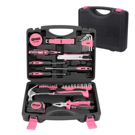 DNA MOTORING Pink 46 PCs Home Tool Set Electonic Repair Precision Screwdriver Voltage Tester Hammer Plier DIY Kit (TOOLS-00014)