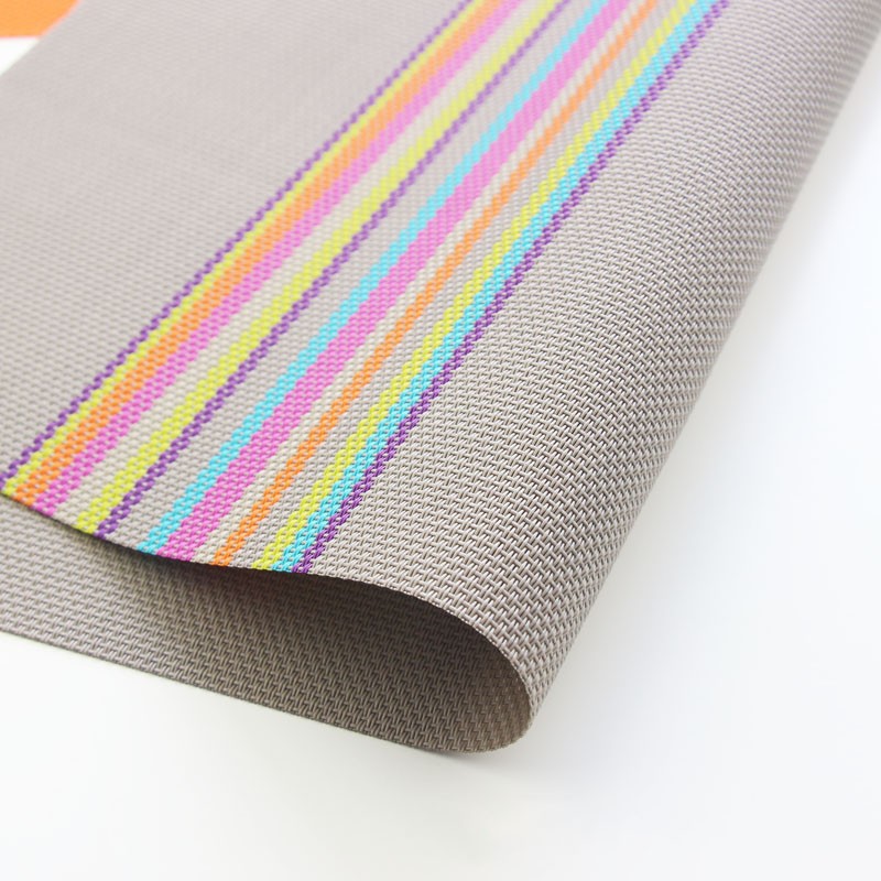 6pcs Placemats PVC Non Slip Washable Heat Resistant Rainbow Stripe